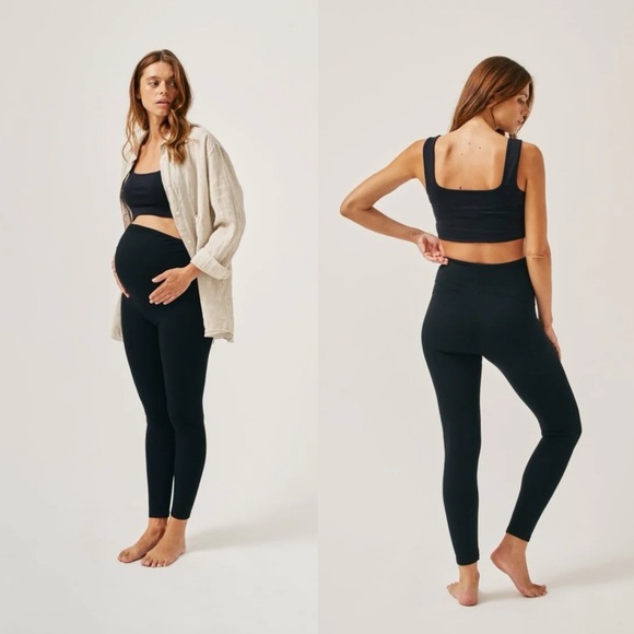 The Mama Set Pants - The Mama Set Pregnancy Leggings & Beyond Full Length In Black Size 2 Medium